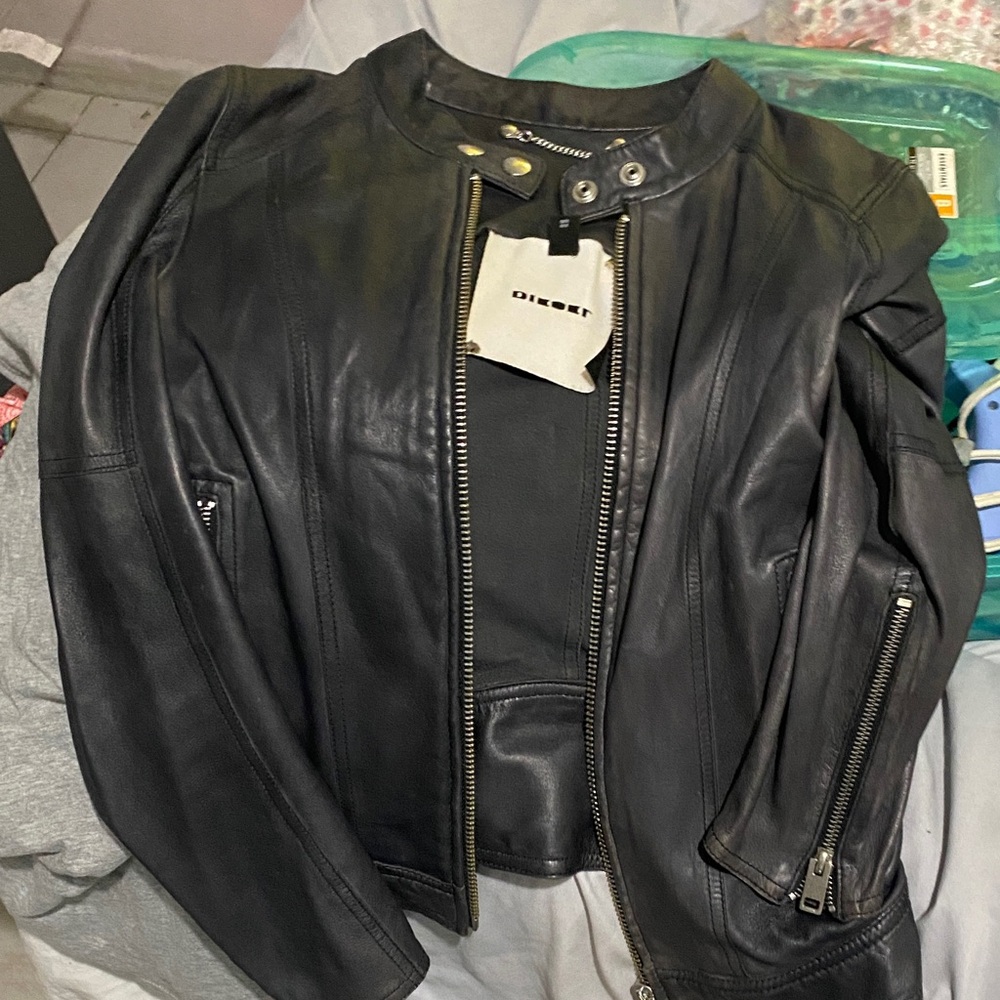 Diesel Classic Black Leather Jacket